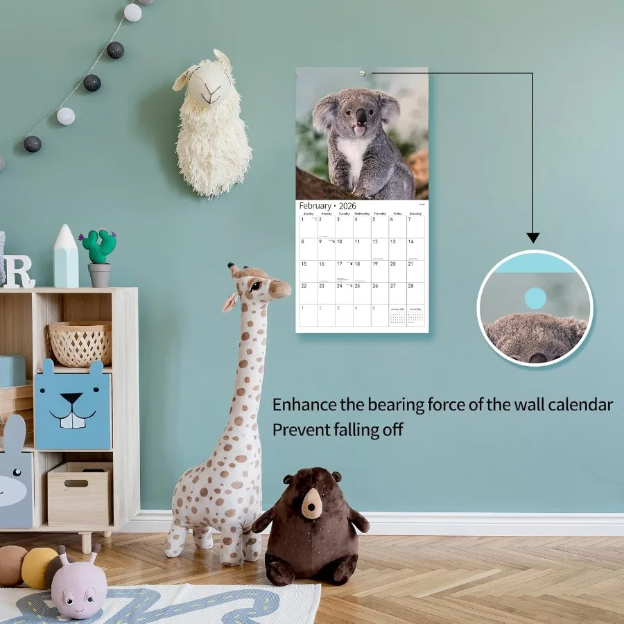 2026 تقويم الحائط التقويم 2026 نوفمبر 2025 ديسمبر 2026 تقويم الحائط الطفل الحيوانات 12 "× 24" مفتوحة كاملة e أشهر سميكة و