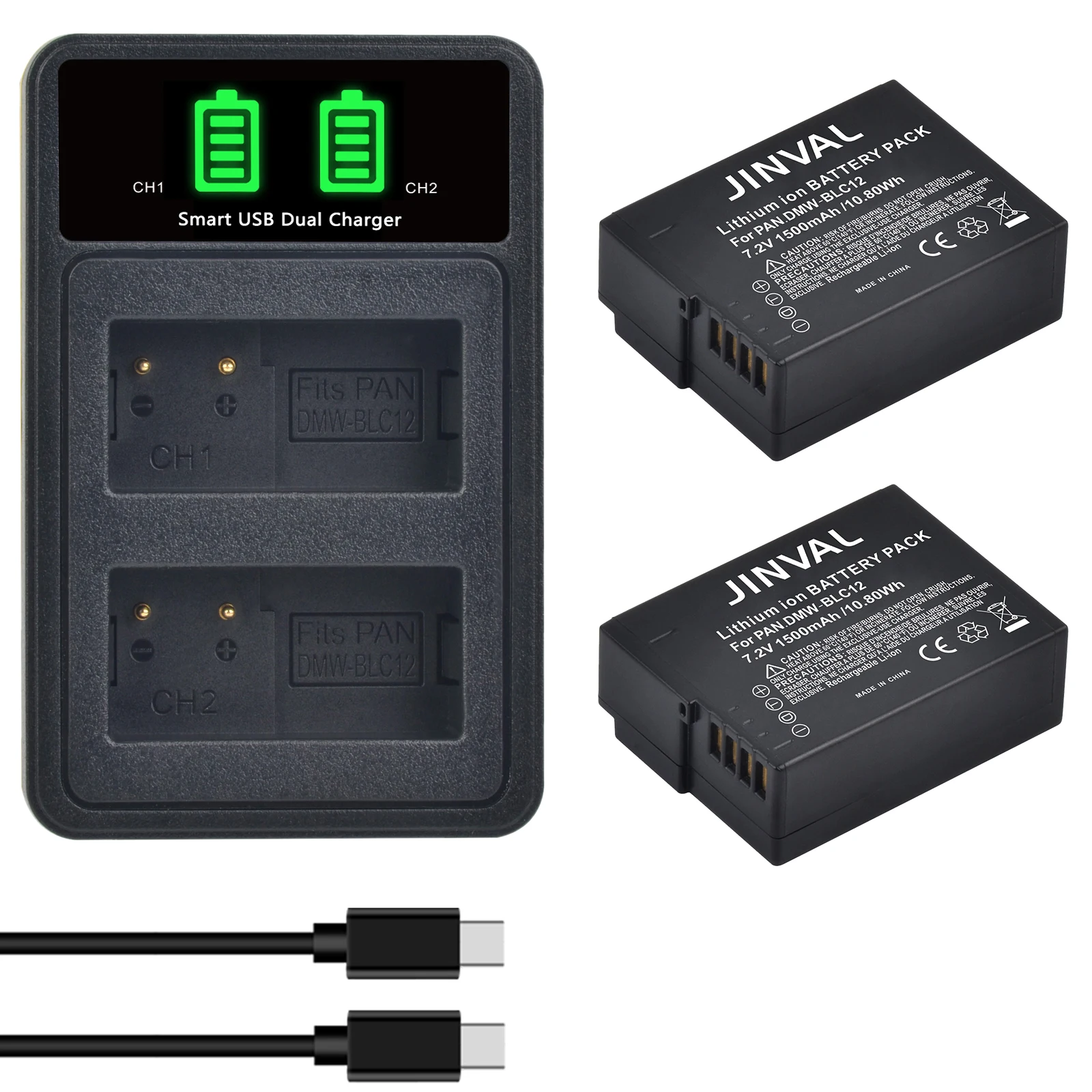 1500mAh DMW-BLC12 Li-ion Battery DMW BLC12 Batteries+PD 20W Dual Charger for Panasonic Lumix FZ1000 FZ200 FZ300 G5 G6 G7 GH2 GX8
