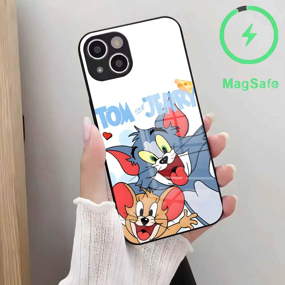 Cartoon J-Jerrys T-Toms Phone Case For Iphone 17 Air 16 15 14 Plus 13 12 Mini 11 Pro Max Glass Magnetic Case view 3