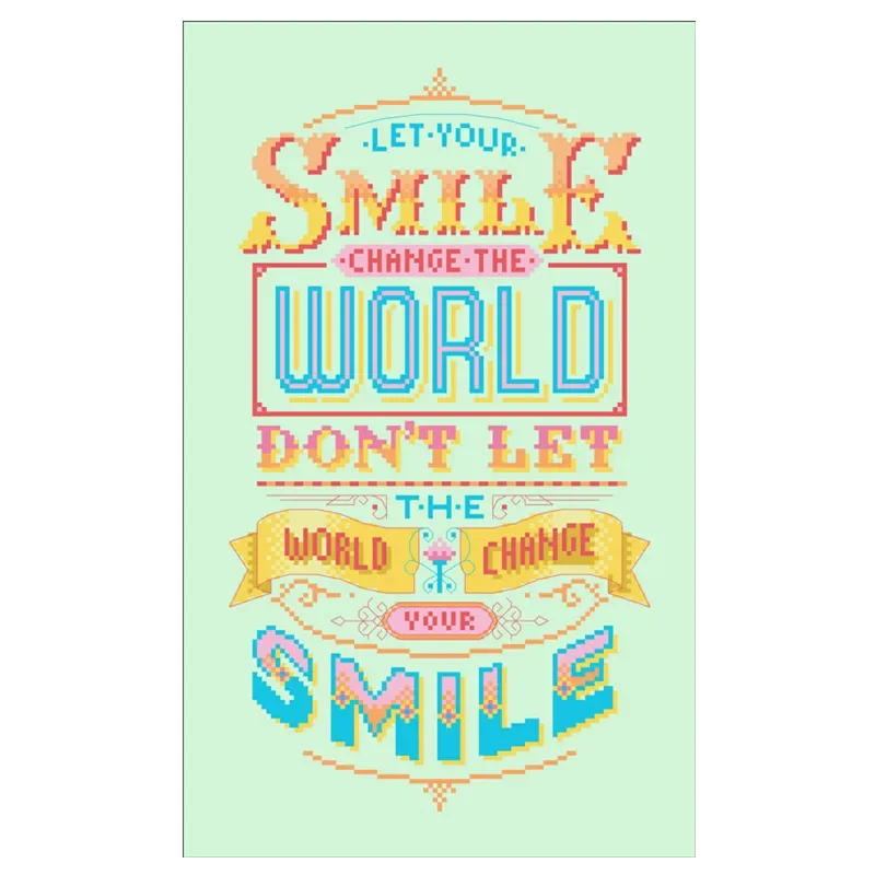 Let your smile change the world cross stitch kit word cartoon design 14ct 11ct light green canvas embroidery DIY needlework