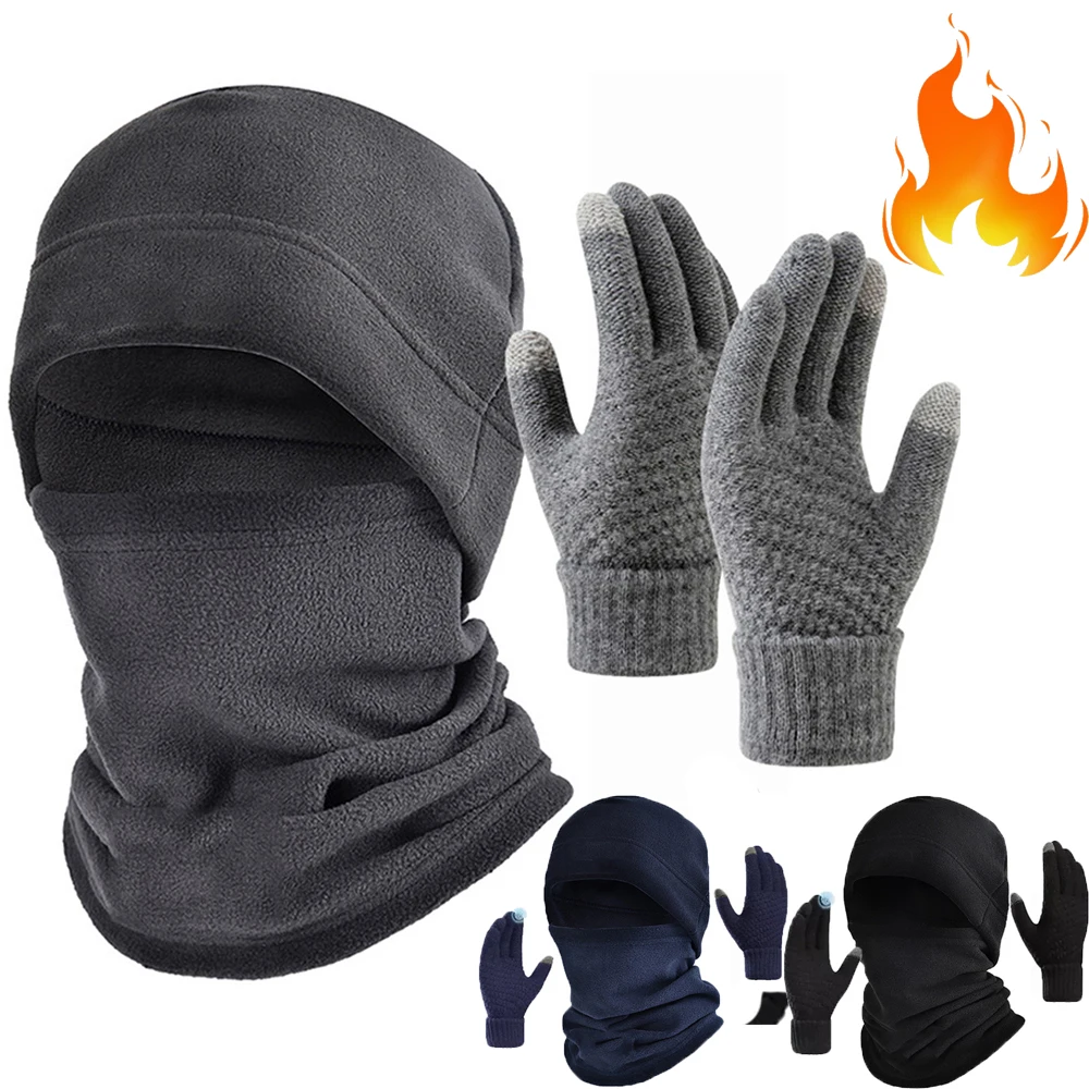 Balaclava Hat Men Breathable Full Face Mask with Scarves and Touch Screen Gloves Sport Hiking Camping Outdoor Ski Cycling Cap