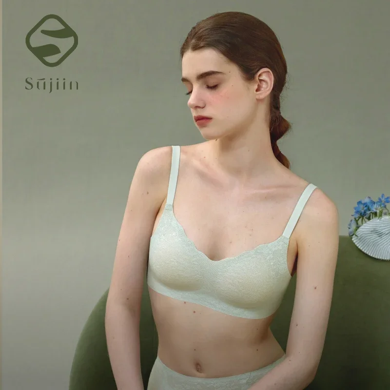 SUJIIN Sexy Lace Seamless Bra for Women Summer Wireless Push Up Female Bras Female Comfort Breathable Bralette Mujer Bh MX236