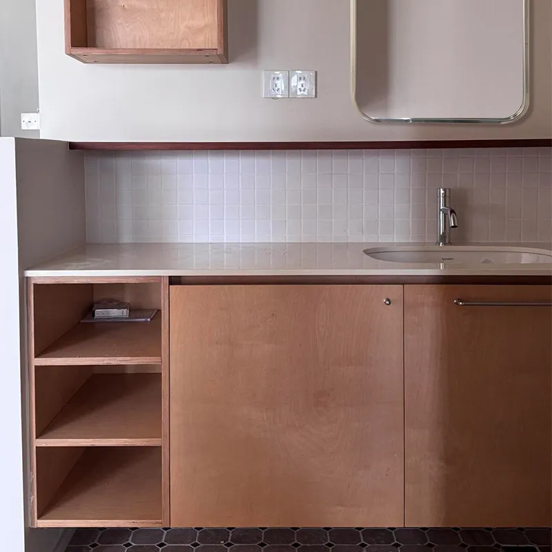 Birch bathroom cabinet imported  toilet washbasin, rock slab under the counter, ceramic basin, ocean slab cabinet combination