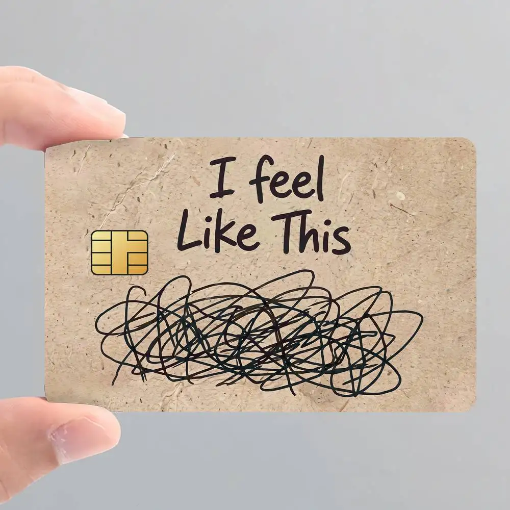 Mood Journal Doodle Design Card Stickers for Bank Access Protective Waterproof Film Cover Sticker Surprise Gift