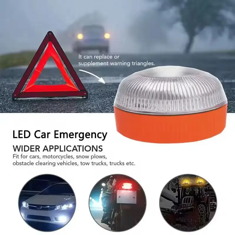 

Led Car Emergency Light V16 Flashing Light Magnetic Induction Road Accident Light Portable Strobe Warning Light