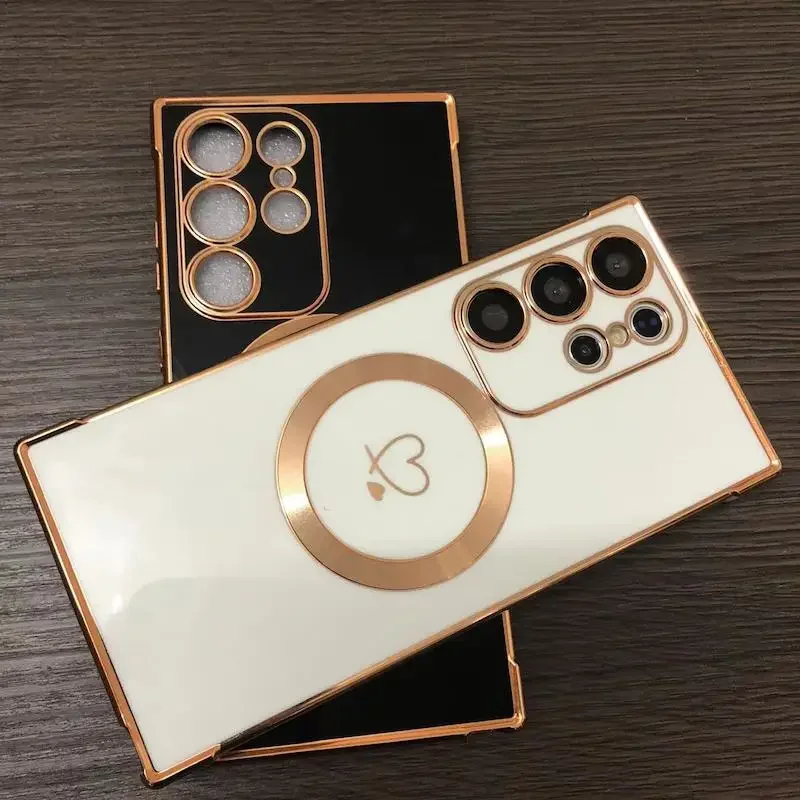 

Чехол для Magsafe для Samsung Galaxy S23 Ultra S22 S21 Plus S24 Ultra S22Plus S20 S21 FE с гальваническим узором Love Защитные чехлы