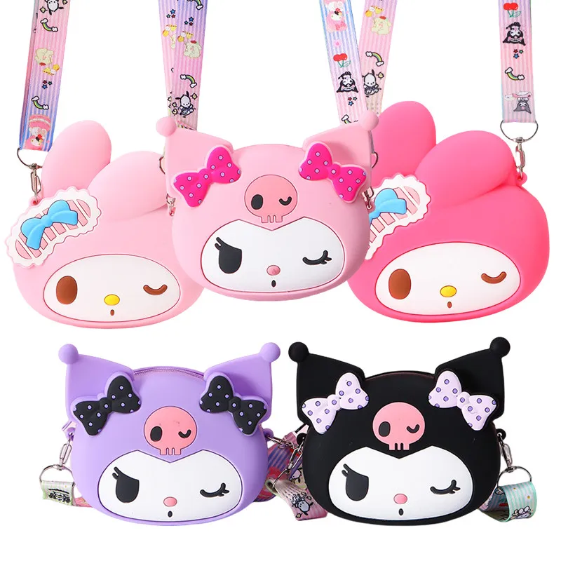 Sanrio coin purse Fashionable backpack Cartoon character Hello Kitty Kuromi Melody coin purse Silicone bag Children\'s backpack