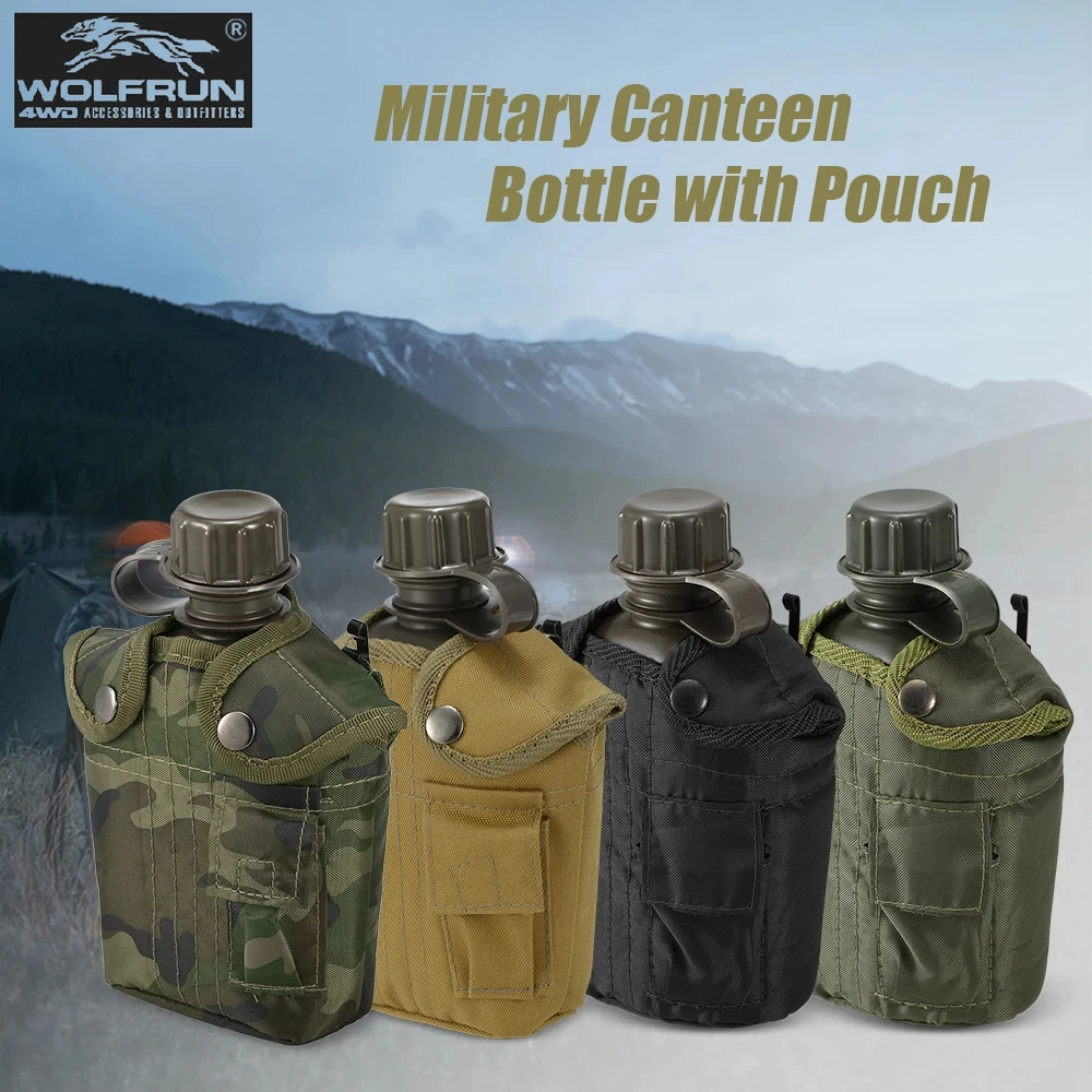 

1L Outdoor Camouflage Military Canteen Bottle with Pouch Camping Hiking Backpacking Survival Water Bottle Kettle with Cover