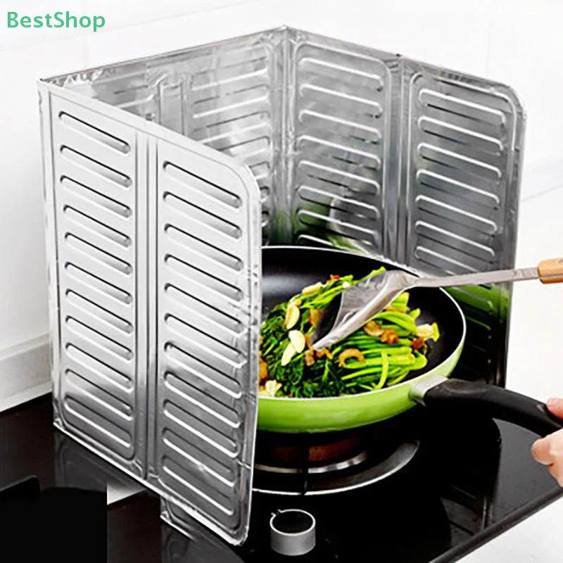 ♥2Pcs Foldable Aluminum Foil Stove Splash Guard - Heat-Resistant Kitchen Oil Splatter Shield for Cooking