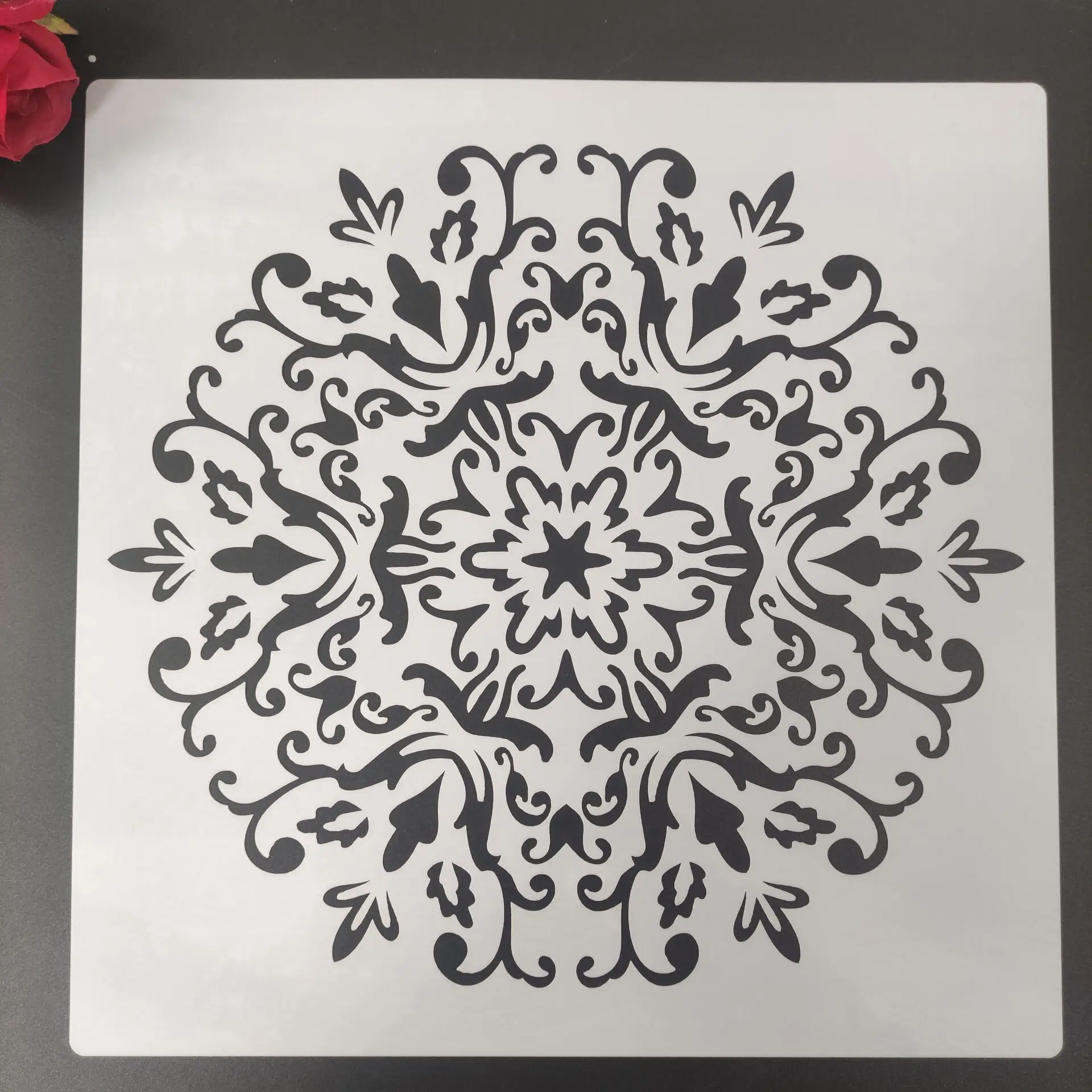 

30 * 30cm DIY reusable molds laser cut painting stencils floor tile fabric wall mold furniture mandala N36