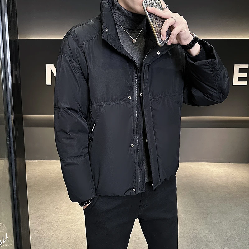 2024 New Winter Men's Down Jacket Men White Duck Coat Windproof Warm Travel Camping Overcoat Thicke Solid Color Hooded Male