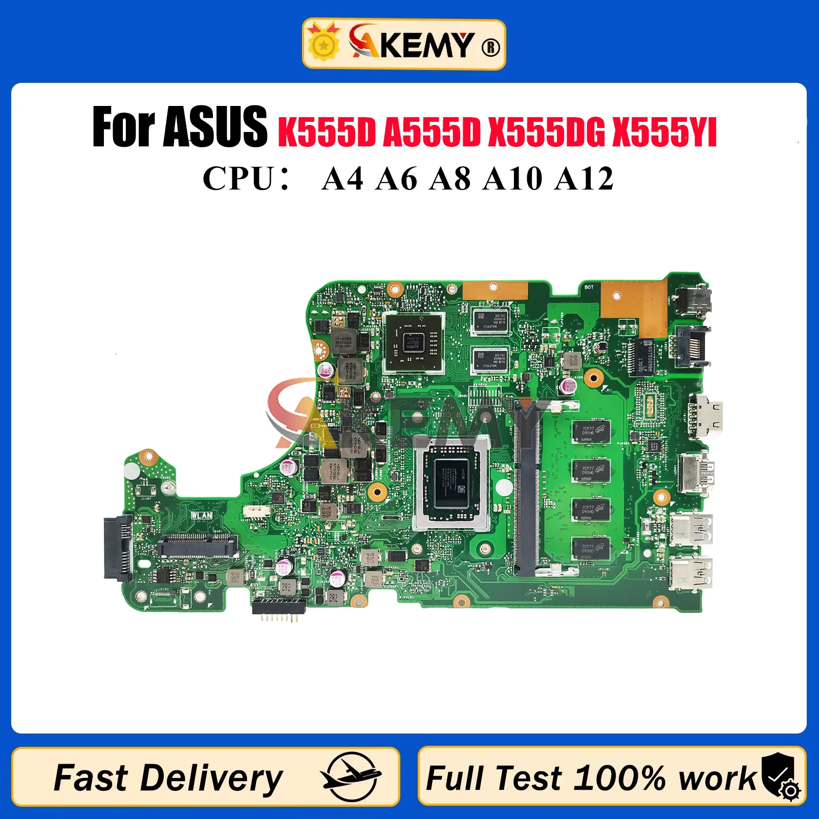

X555DG Laptop Motherboard For ASUS VivoBook X555D K555D A555D X555DG X555YA X555YI Notebook Mainboard With A4 A6 A8 A10 A12 CPU