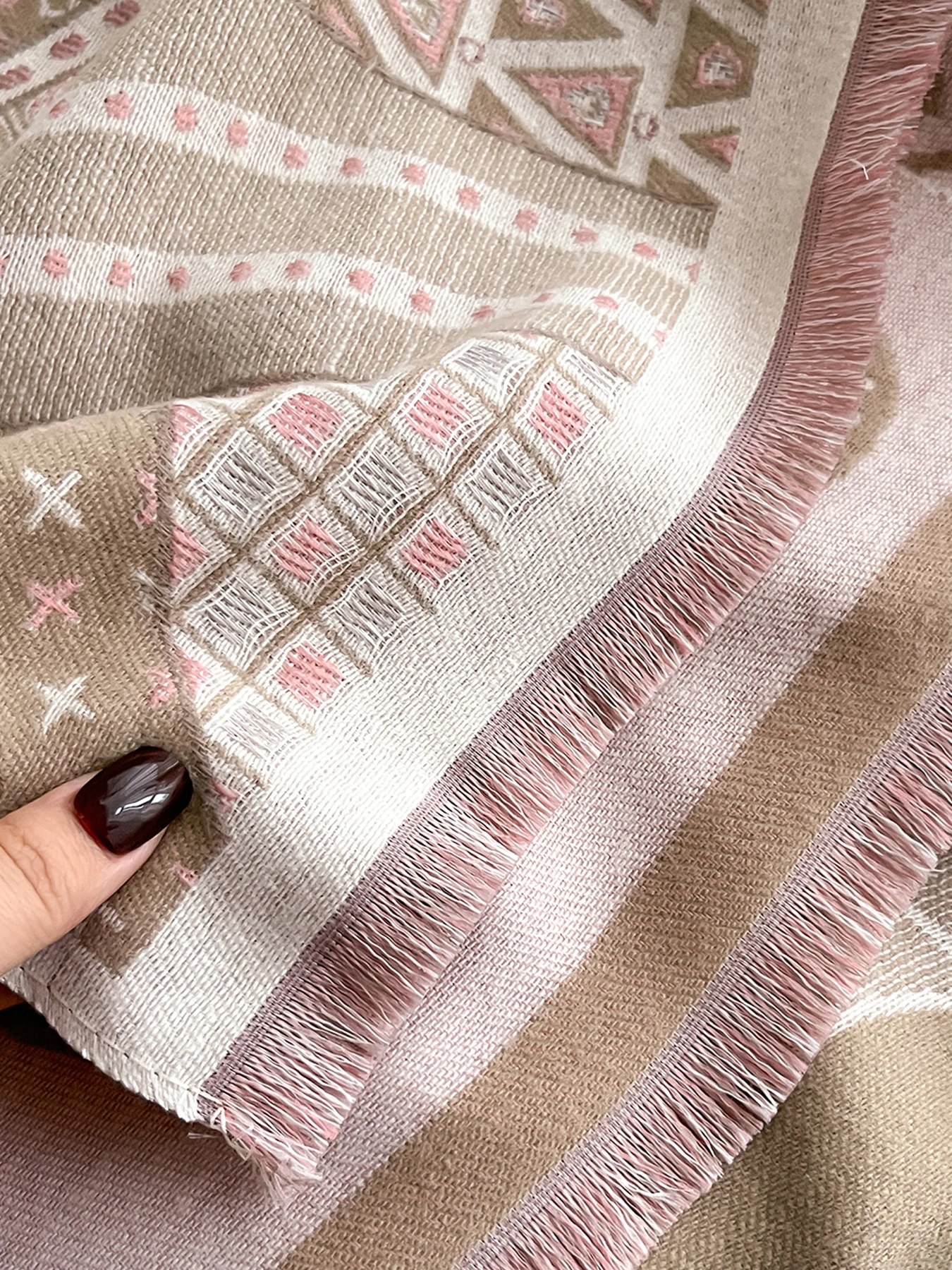 Eleganter Pashmina-Schal mit Pferdemuster für Damen, luxuriöser Kaschmir-Schal, dick, warm, Herbst- und Winterdecke, Stola, langes Design – Detail 12