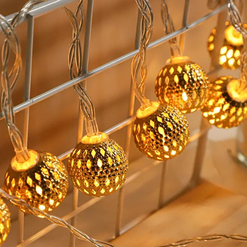 Solar String Light Moroccan Gold Balls Lights Leds Outdoor Waterproof Garden Decoration Solar Christmas String Light Decoration