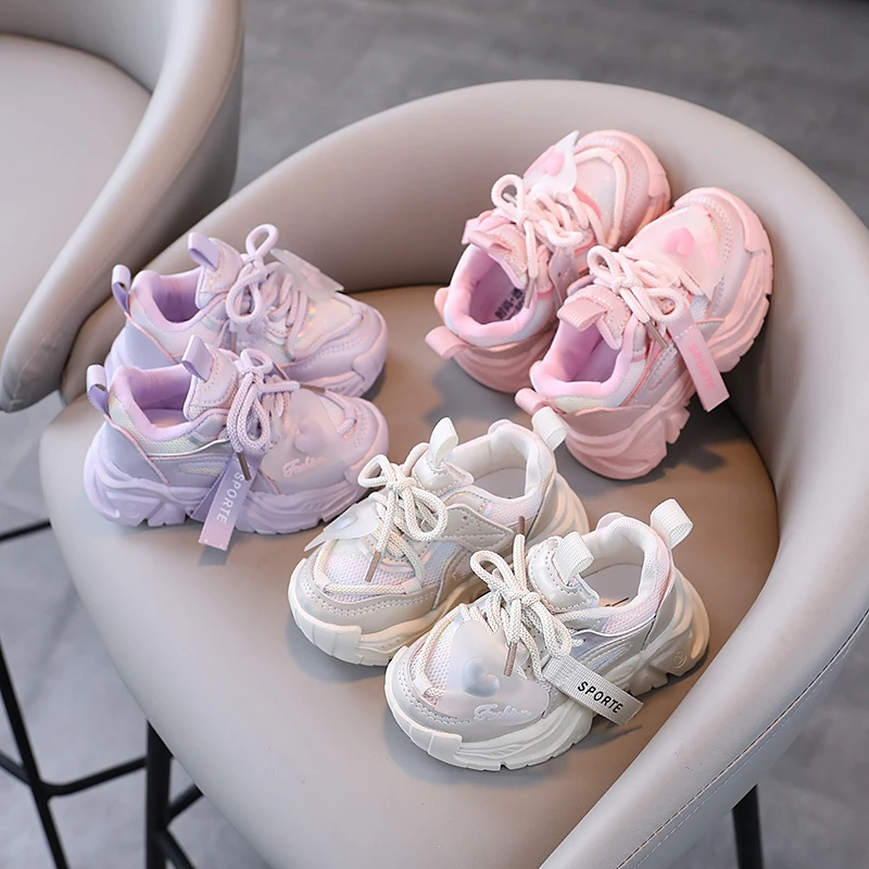 Chaussures de dehors Polyvalentes en Maille pour Garçon et Fille, Petites Chaussures Blanches pour Papa, Nouvelle Collection Printemps et Automne 2024