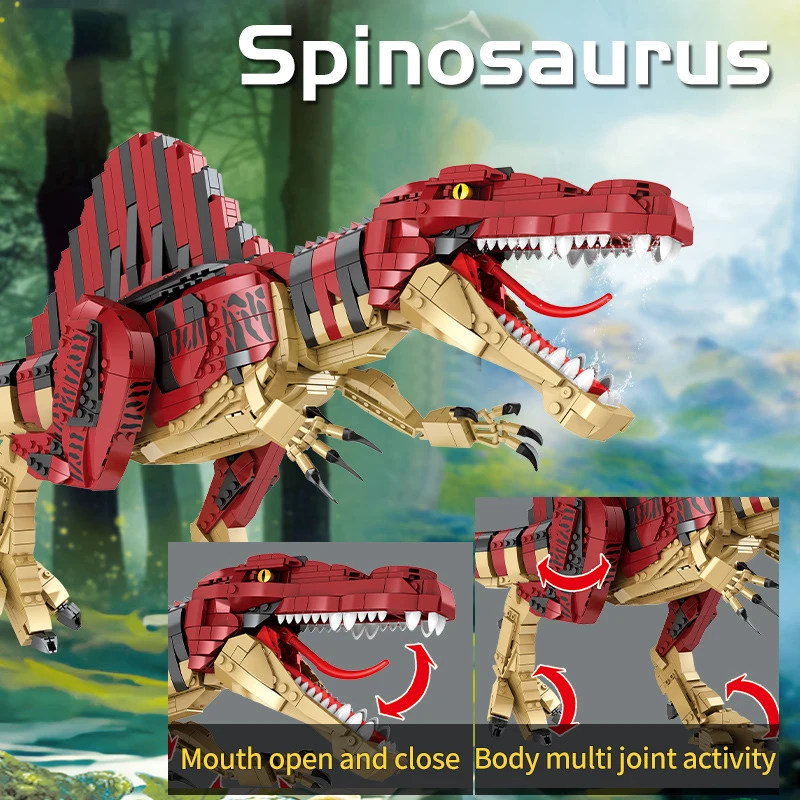 MOC Jurassic Serie Spinosaurus Tyrannosaurus Rex Bausteine Set Dinosaurier Velociraptor Idee Spielzeug Für Kinder Geburtstag Geschenk