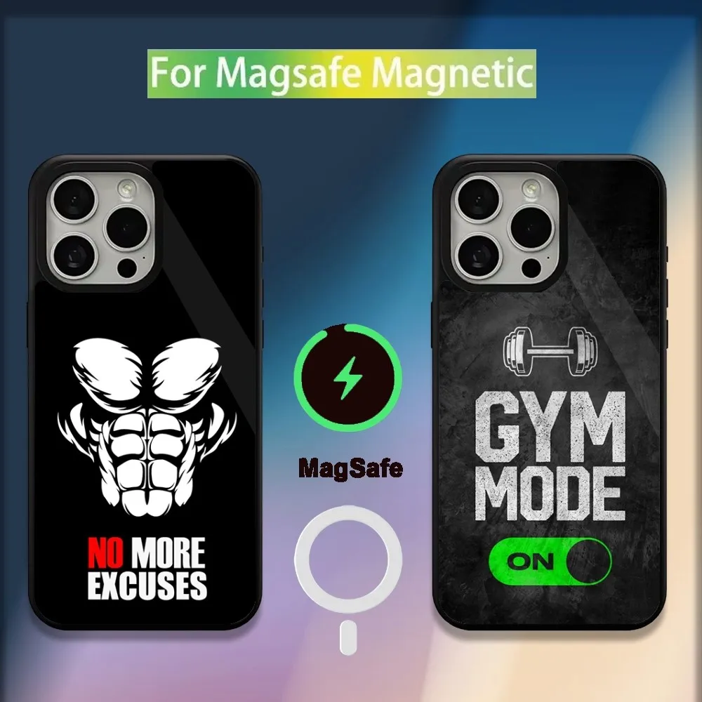 Bodybuilding Gym Fitness Phone Case For iPhone 16,15,14,13,12,11,Plus,Pro,Max,Mini Magsafe Magnetic Wireless Charging