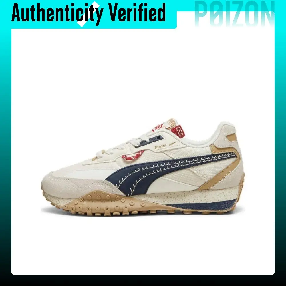 PUMA Blktop Rider Expeditions Textile, Split Cow Leather, Artificial Leather Low top Casual Shoes Unisex White Blue 395906-02
