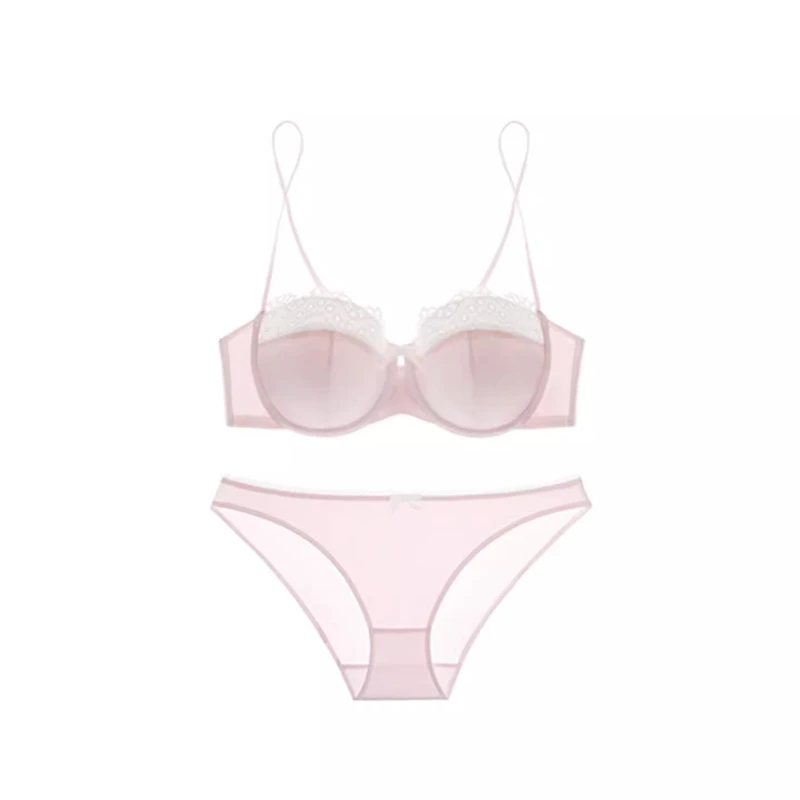 Anspruchsvolle, sinnliche Spitzen-Dessous für Damen, Sommer-Bralette für kleine Brüste, natürliche Form, keine leeren Körbchen, schönes Rücken-BH-Set