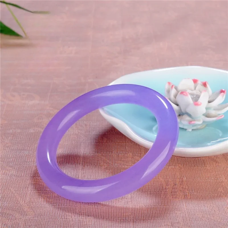 Fashion Natural Purple Round Jade Bracelet Bangle Fine Jewelry Trendy Accessories Jadeite Charm Amulet Gifts Bangles for Women