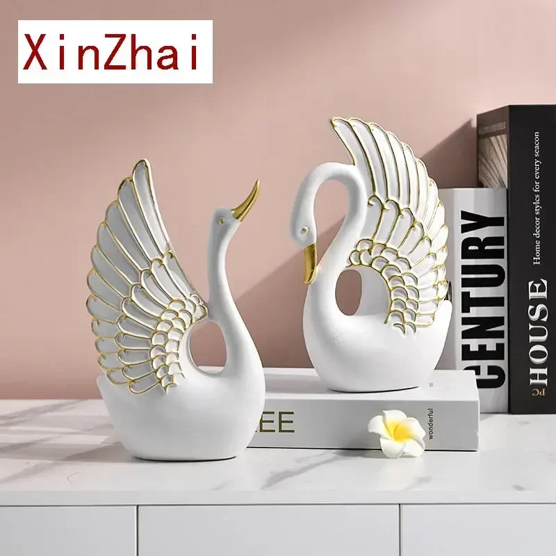 

Vilead Couple Swan Sculptures Decorative Resin Animal Statue Table Kitchen Living Room Bathroom Decoration Accessories Interior