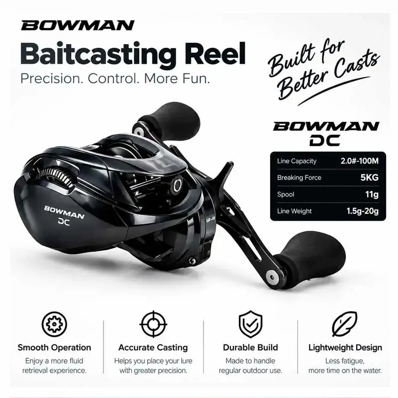 Fishing Reel Takuma Bowman Dc  Full Metal Ipx8 Waterproof Electronic Brake Lure Baitcasting Reel For Bass Freshwater