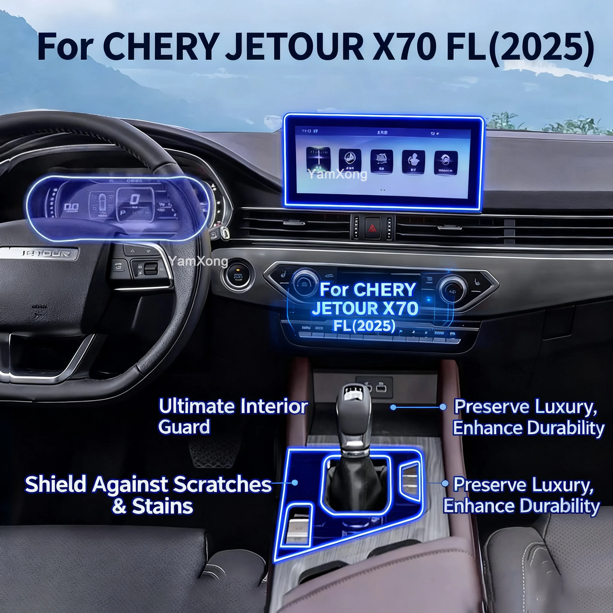 

For CHERY JETOUR X70 FL 2025 Car Interior Screen Protector HD Clear Anti-Scratch Film for Touchscreen Navigation Radio Dashboard