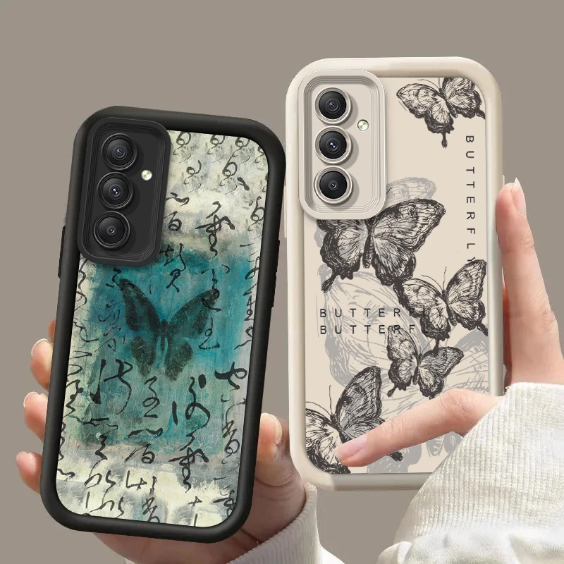 Butterfly Silicone Phone Case On For Samsung Galaxy A02 A03 A04 A05 A11 A13 A15 A20 A24 A25 A30 A31 A34 A50 A51 A54 4G 5G Cover