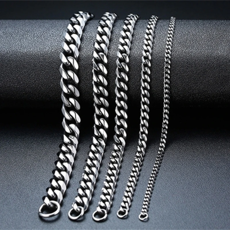 3-11mm Thick Waterproof Chain Bracelet for Men Stainless Steel Cuban Chain Wristband Classic Punk Heavy Men\'s Jewelry