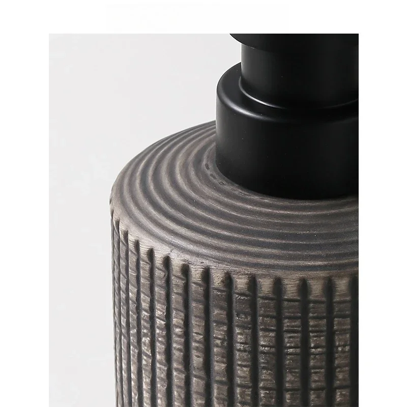 Vintage Striped Ceramic Soap Dispenser, Refillable Pump Bottle for Hand Soap Shower Gel Lotion, Stylish Bathroom Vanity Storage