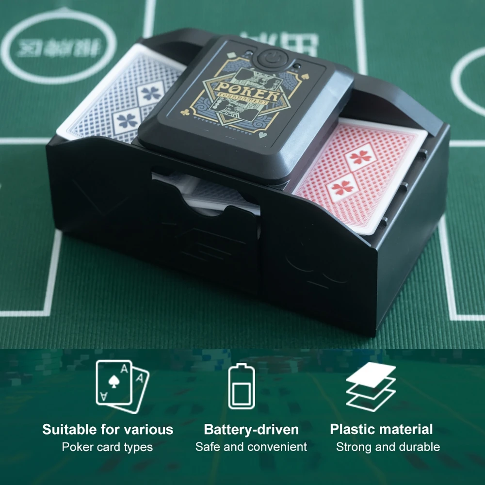 2 Decks Automatic Poker Shuffler, Cards Shuffling Machine Hand-Wave Induction Shuffler USB-C Charging 6 seconds Timed Shuffler