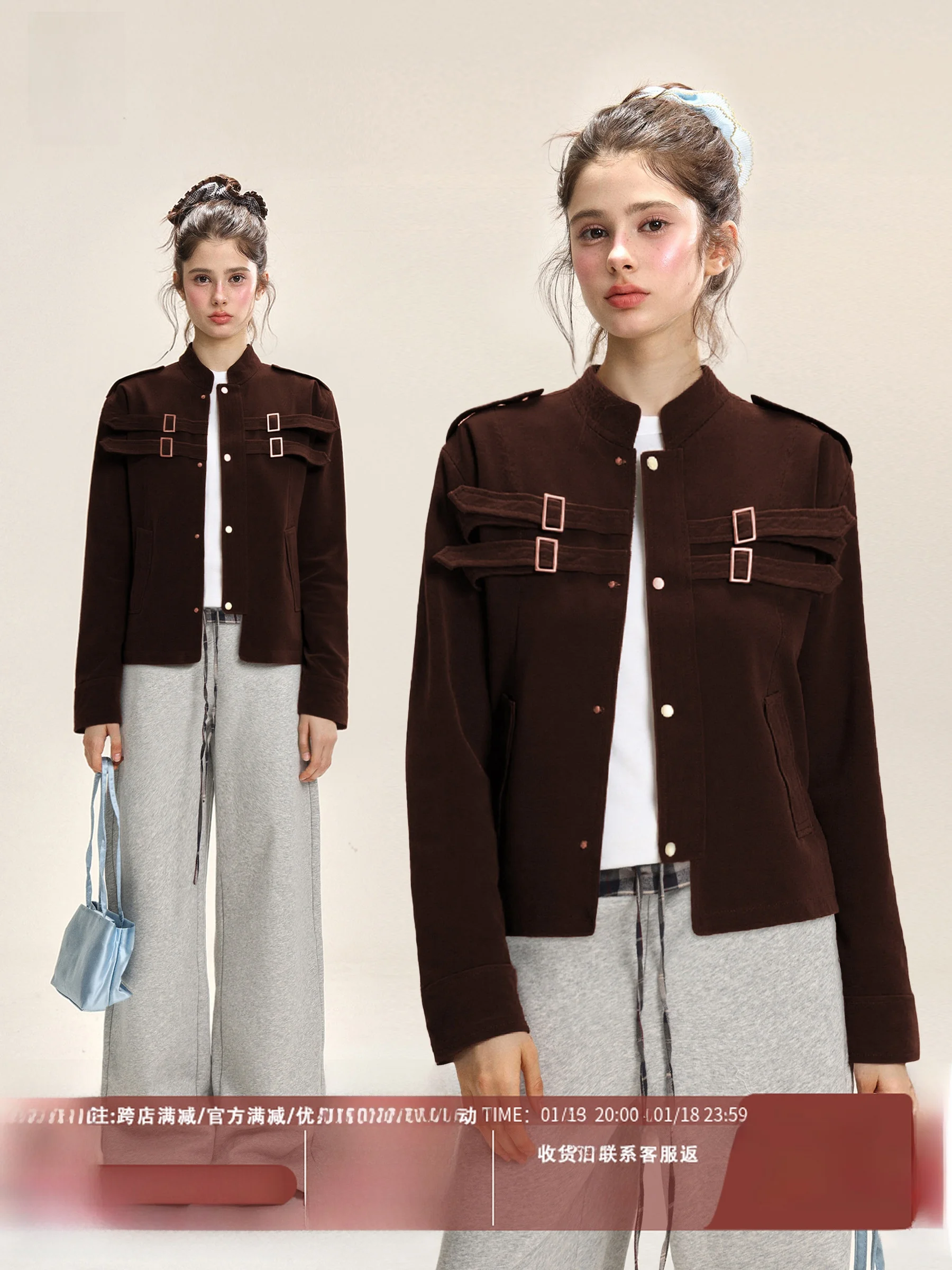 

Slim Fit Biker Jaet Women's Winter ort Coat Casual Sle Suede Stand Collar Button up Warmth Ladies Faion Outerwear