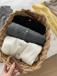 Gold Button Round Neck Wool Knitted Cardigan Women Sweater Coat