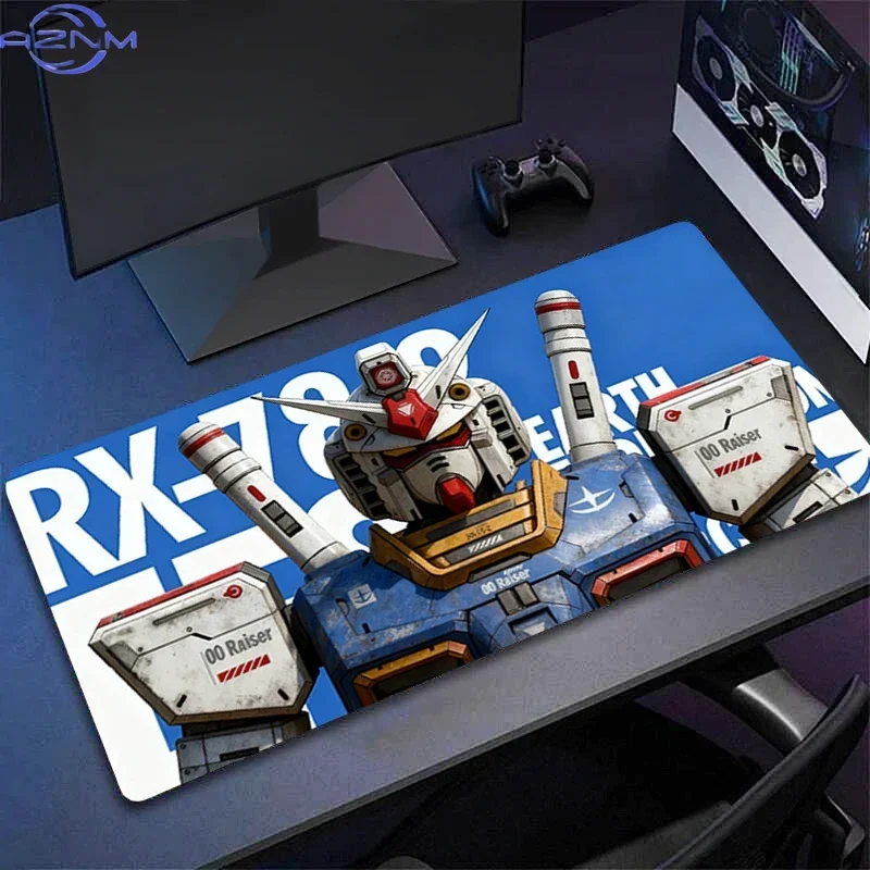 Blue Background Vintage Worn 3D Mecha Robot Portrait With Text Print Mouse Pad, Rubber Non Slip Backing, Smooth Surface Gaming D