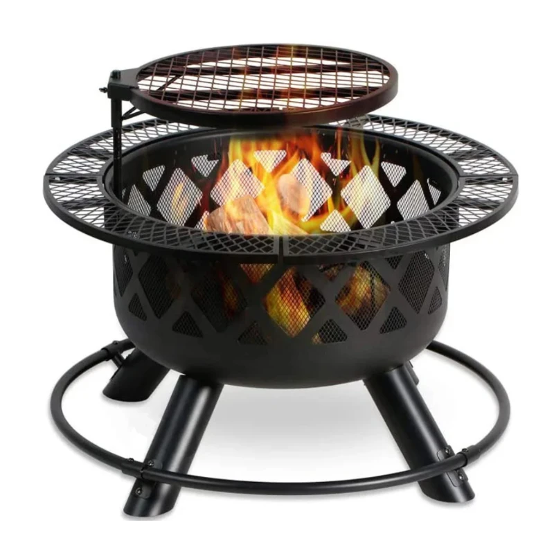 Camping Bonfire Cooking Grill Luxury Outdoor Garden Furniture Gazebo Metal BBQ Grills Bowl Fire Pit Tables