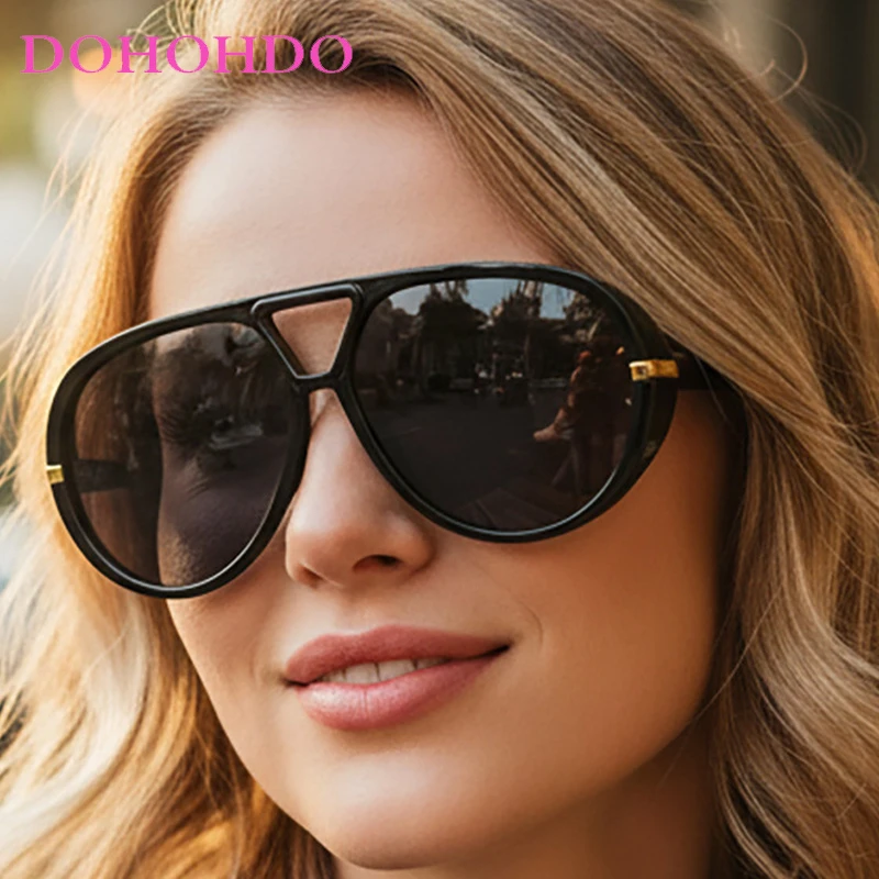 

Vintage Fashion Big Frame Twin Bridge Pilot Sunglasses Women Luxury Designer Men Sunglass Travel Shade Eyewear Female Очки U