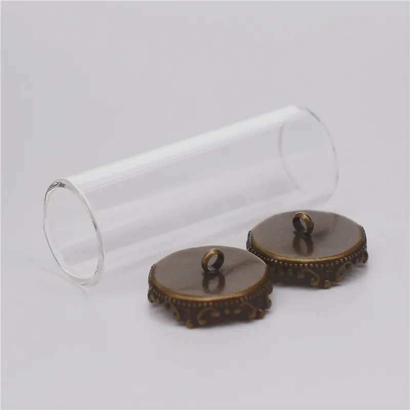 2pcs Hollow Glass Tube With Setting Base Glass Vials Pendant Glass Bottle Jewelry Pendant Globe Jewelry Findings