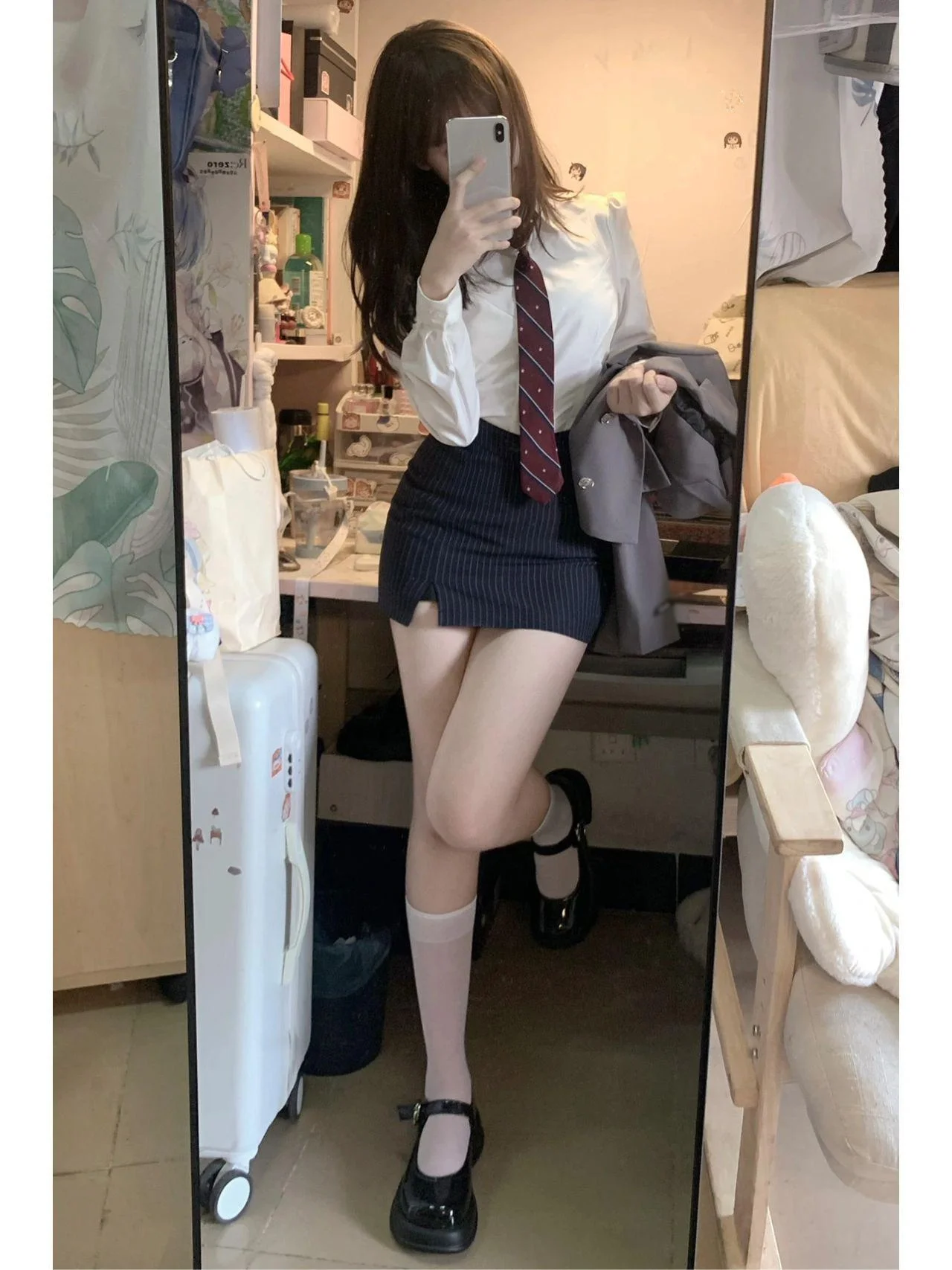 Koreanische Sle College orm T-Stück Set Jk orm Outfit Rock Frühling Herbst Faion frauen Set Polyester Material