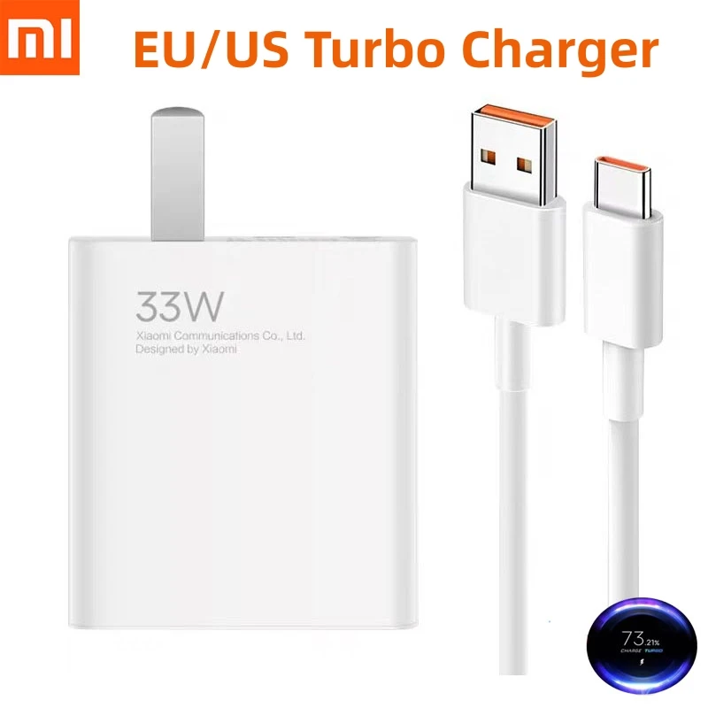 Original Xiaomi 33W Charger Turbo Fast Charge Adapter 6A 1/1.5/2M Type C Cable for Redmi Note K40 Mi 13 12 Poco X3 Pro 10 Lite