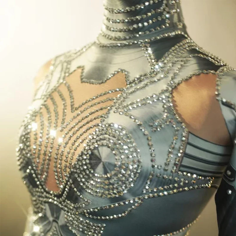 Mono Sexy con diamantes de imitación para mujer, ropa de baile en barra, Bar, Dj, Ds, Gogo, trajes de bailarina, traje de Drag Queen, ropa para discoteca