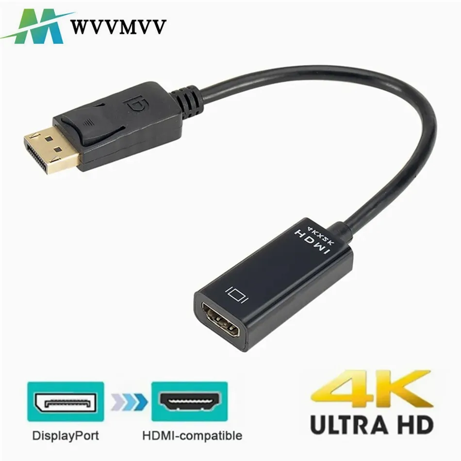 4K 1080P DisplayPort to HDMI-Compatible Adapter Cable Male DP to Female HDMI-Compatible Video Audio Converter For PC Laptop