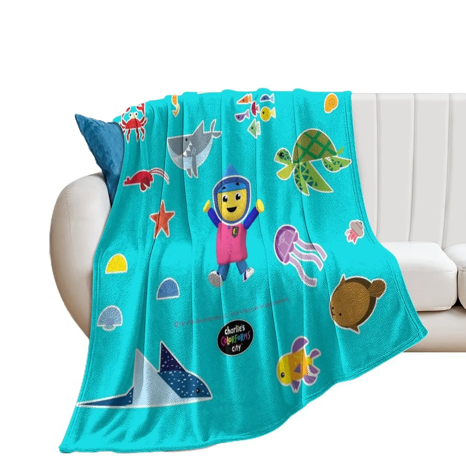 Charlie Under Water with Sea Creatures Throw Blanket Soft Big Decorative Beds Thermals For Travel Blankets