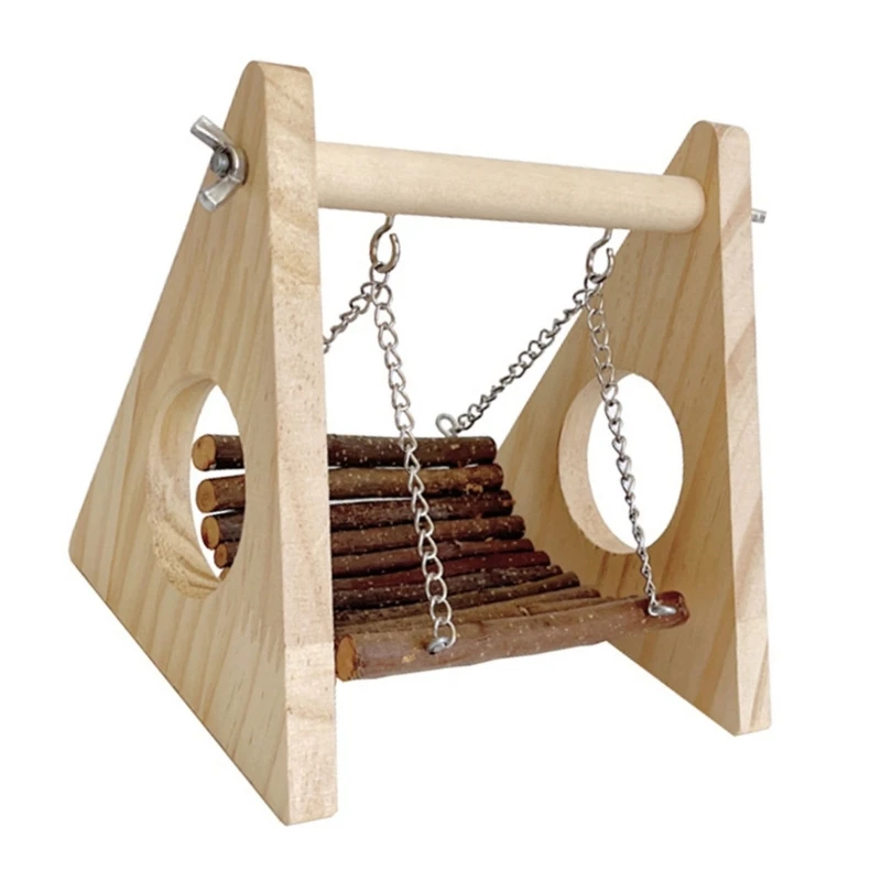 

Multifunctional Wooden Cage Swing For Birds Promotes Chewing Play Relaxation