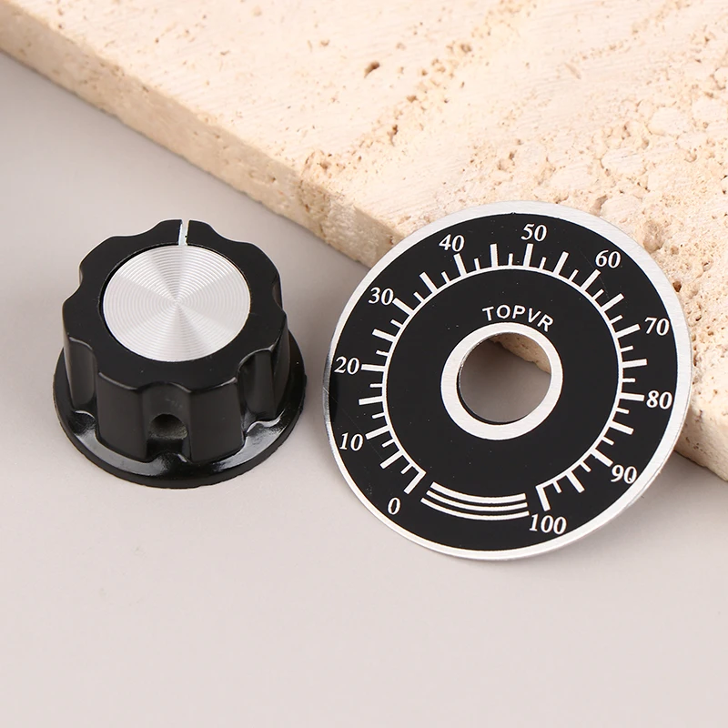 1Set Rotary Potentiometer Digital Dial For A03 Bakelite Knob With Scale Plate Sheet Scale Digital Potentiometer Knob