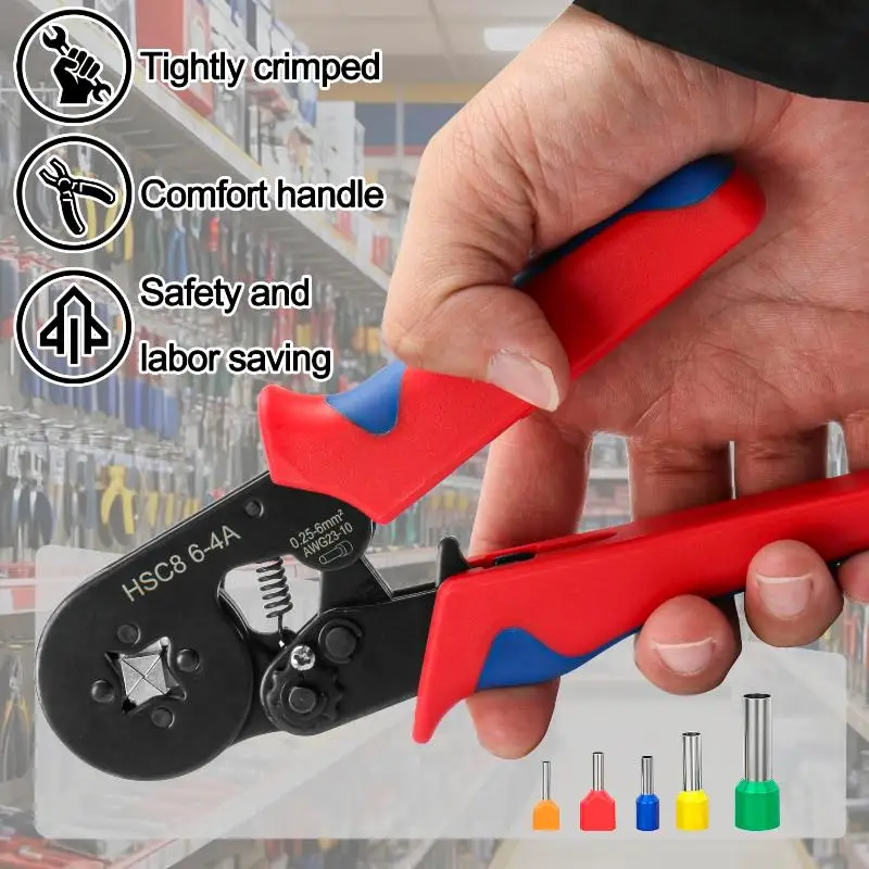 Portable Crimping Pliers Wire Stripper Rust-Proof Ferrule Crimping Tool for Outdoor Electrical Maintenance