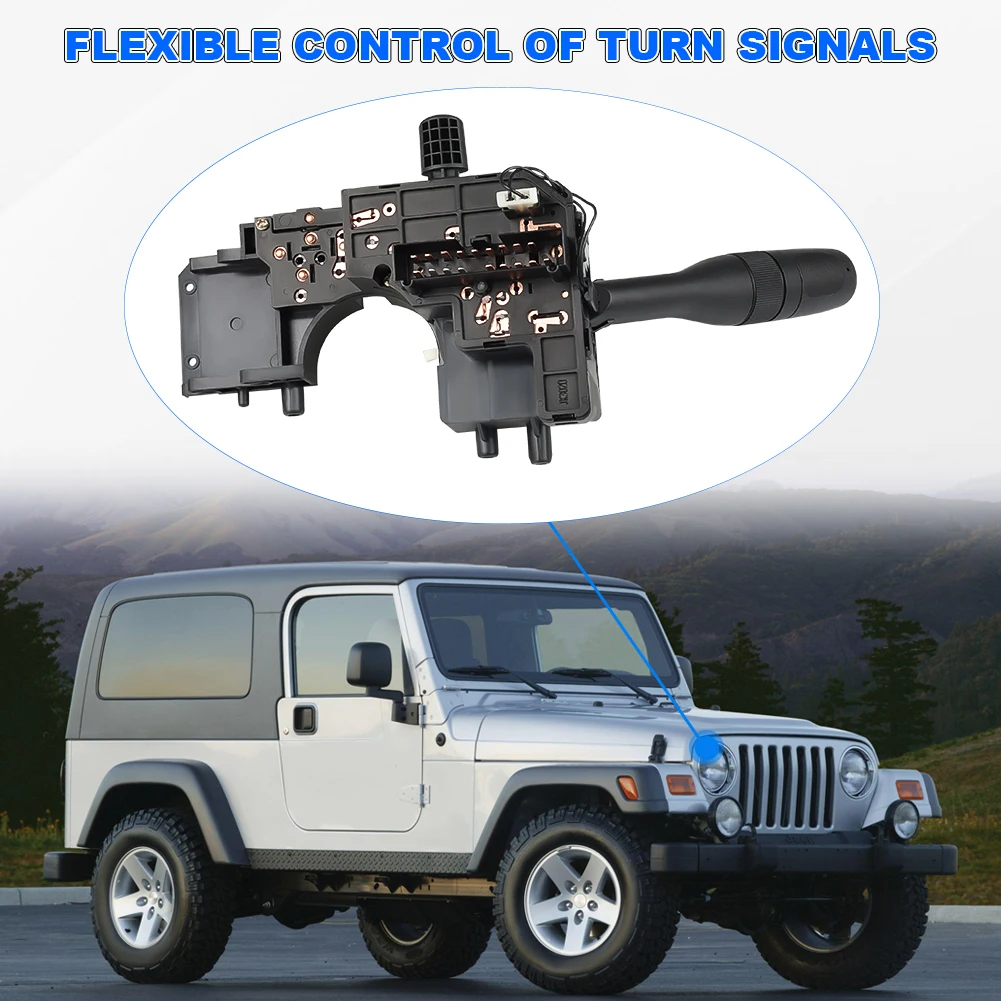 Turn Signal Switch, Headlamp Beam Parking Light Multifunction Switch Compatible with Jeep Wrangler TJ 2001-2006, with Fog Light