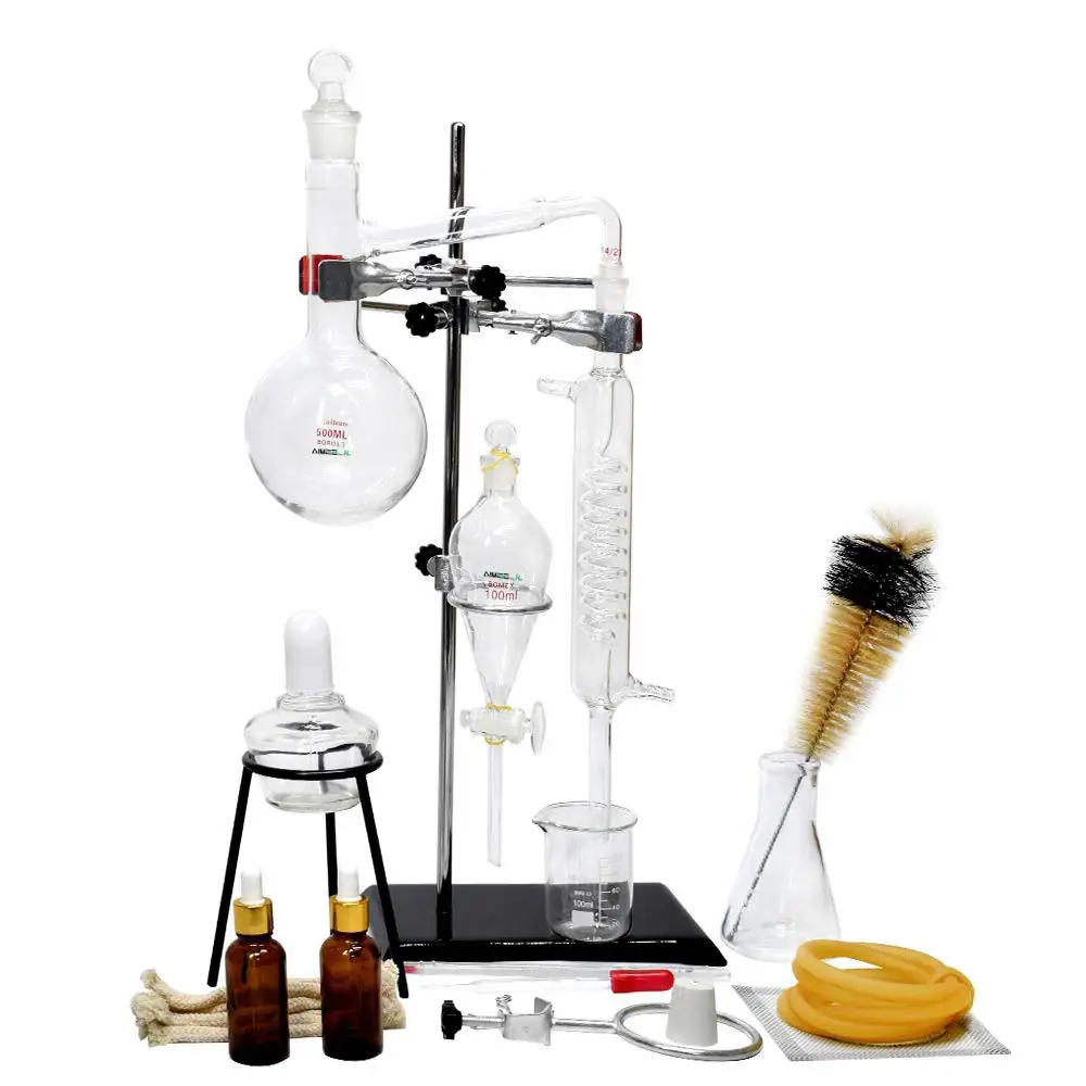 

500ml Essential Oil Distillation Kit, Glassware Set for Home Hydrosol Extraction and Water Purification