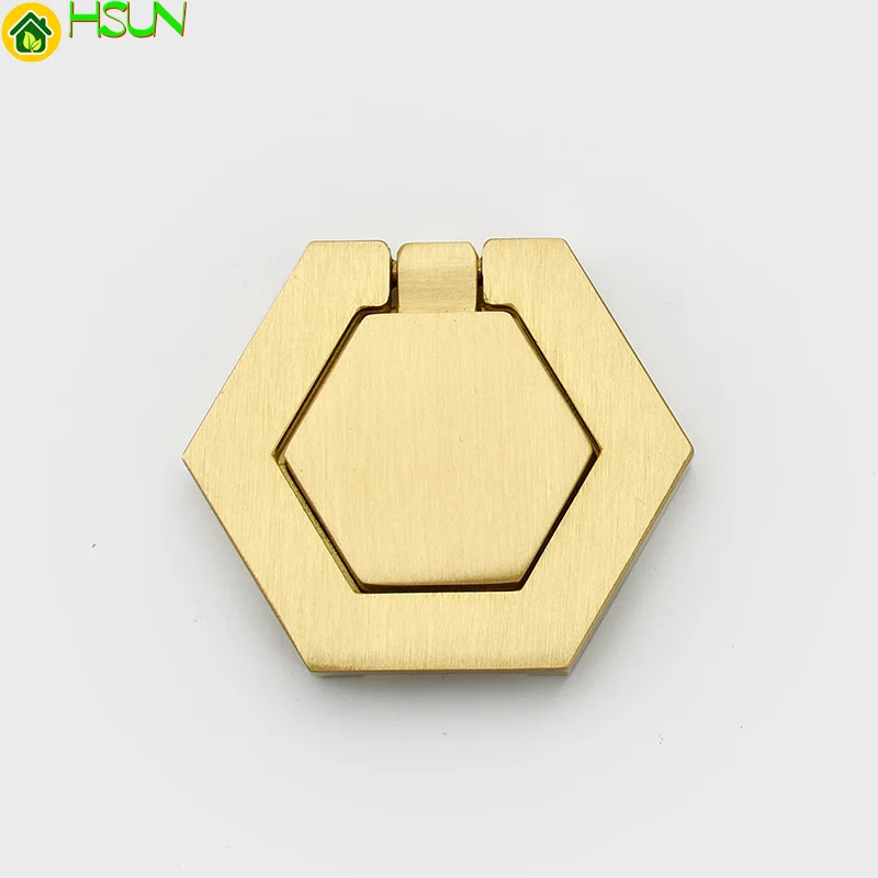 

New Chinese pure copper handle cabinet door handle cabinet drawer small handle golden Nordic hexagonal square handle