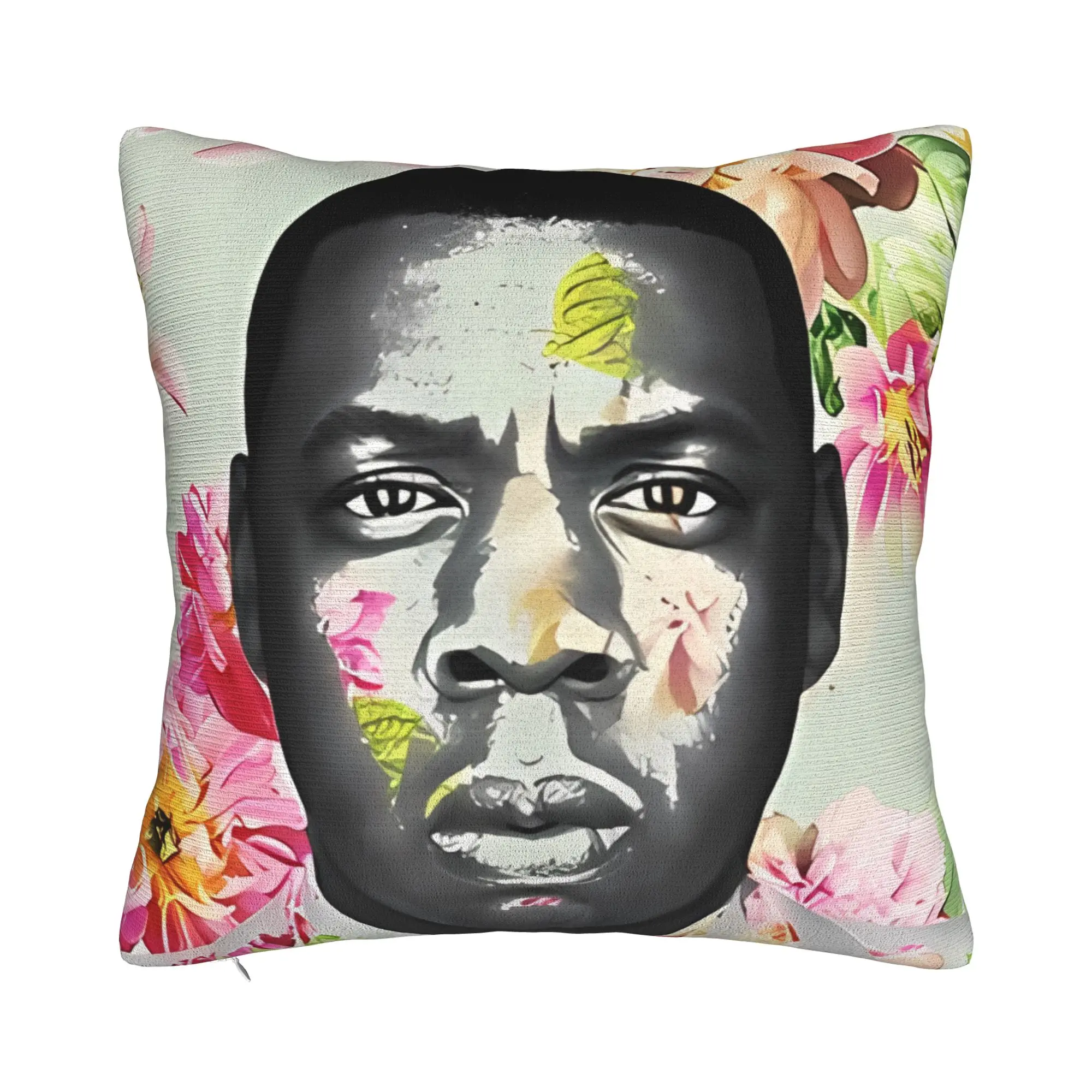JAY Z FLORAL PORTRAIT 1 For Porch Patio Couch Sofa Living Room Outdoor Pillowcases Jay-z Pillow Cover Zipper Closure