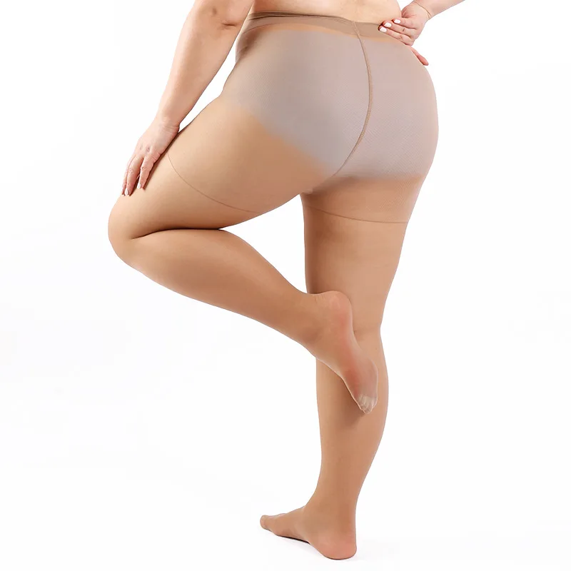 Damen Übergröße 20 Denier Transparente Strumpfhose mit Hoher Taille, Nylon-Strumpfhose, Superelastisch XL-4XL, Große Größen für Kräftige Damen bis 150kg/330lbs – Detail 8